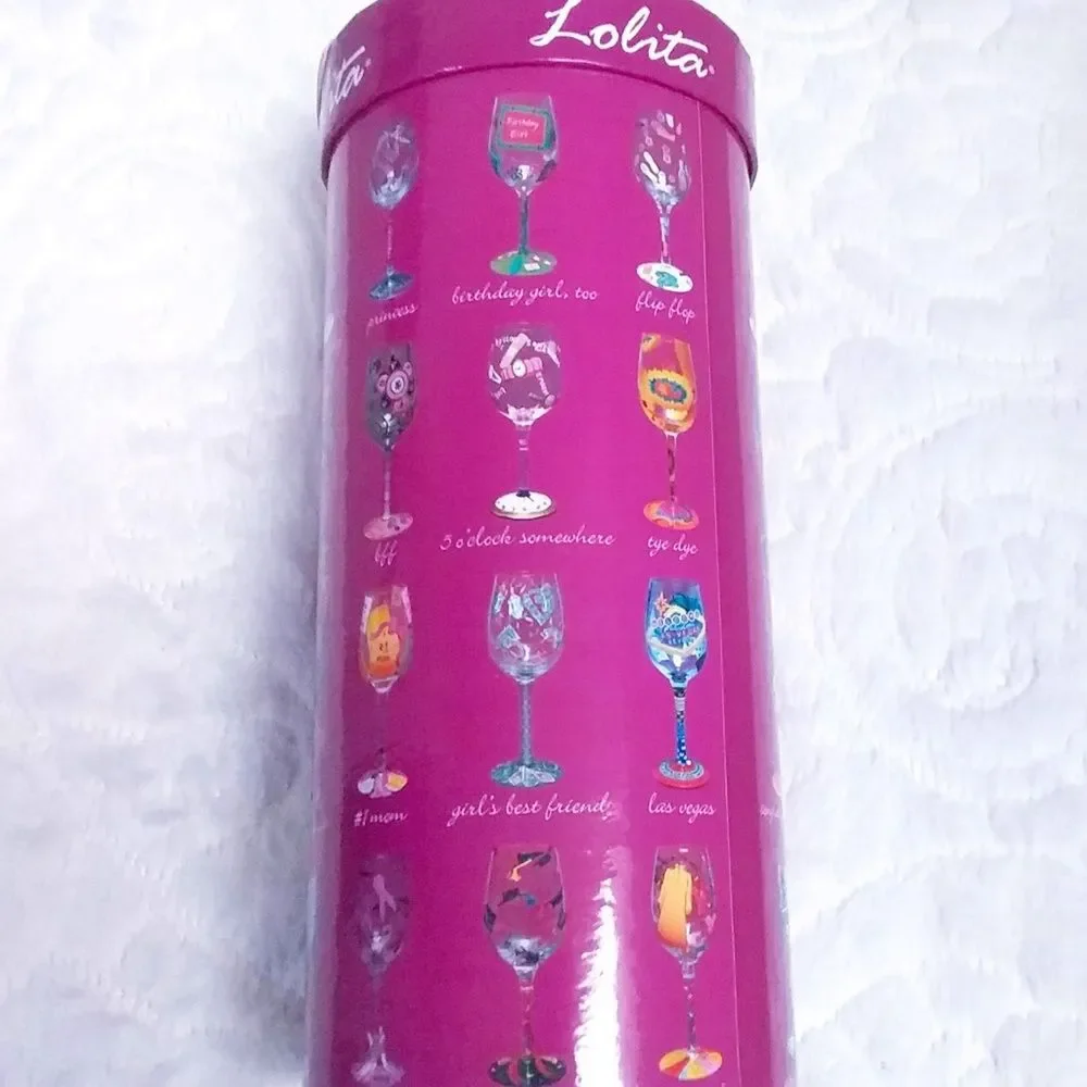 Lolita Wine Glass Birthday Girl Too Cocktail Recipe Hand Painted Green Pink New